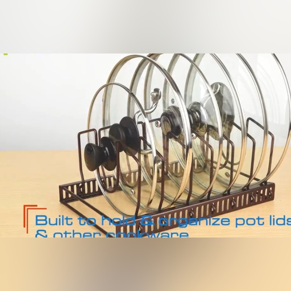 NIB-Expandable Pot Lid Organizer Pot Pan Holder Storage under Cabinet Organizers